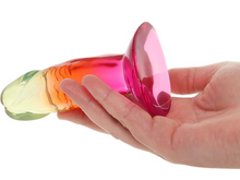 Load image into Gallery viewer, Crystal Jellies 4.5 Inch Classic Dildo in Rainbow
